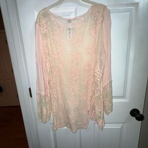 Chico's Lace Blouse - Pink and Cream